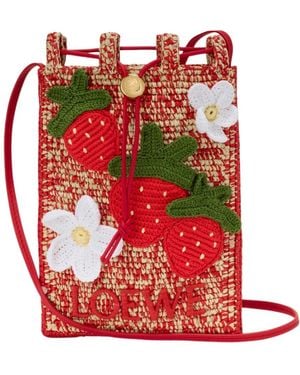 Loewe Straw Handbag - Red