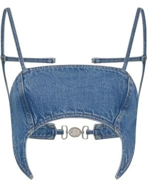 Marine Serre Strappy Denim Corset Top - Blue
