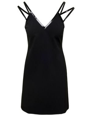 Gucci Viscose Jersey Mini Dress With Crystal G Square - Black