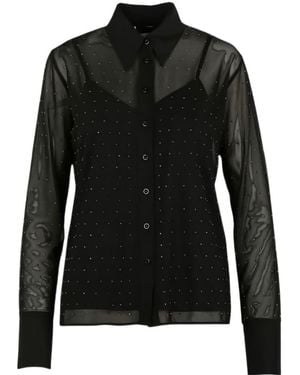 Liu Jo Straight-Cut Shirt With Clear Rhinestones - Black
