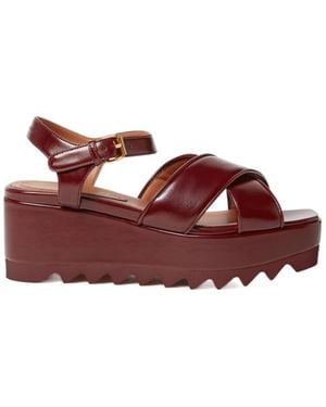 Stella McCartney Cross-Strap Heeled Sandals - Brown