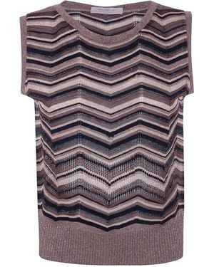 D.exterior Chevron Sleeveless Knitted Top - Gray