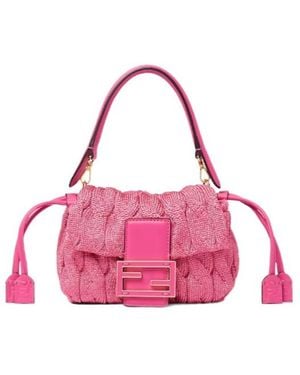 Fendi Fuchsia Cable-Knit Mini-Bag - Pink