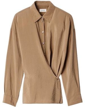 Lemaire Long-Sleeved Draped Shirt - Brown