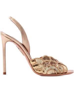Aquazzura Embellished Leather Sandals - Metallic