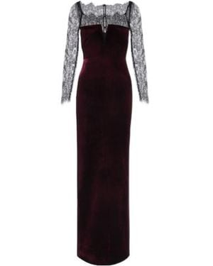 Roland Mouret Lace-Trimmed Velvet Gown - Purple