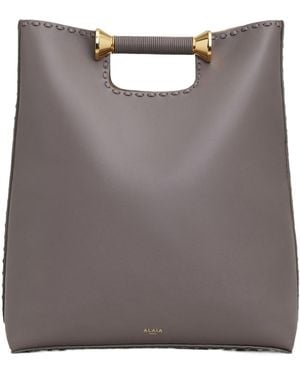 Alaïa Alaïa Bobine Logo Stamp Tote Bag - Grey