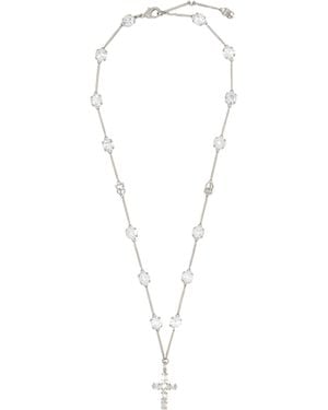Dolce & Gabbana Crystal-Embellished Cross-Pendant Necklace - White