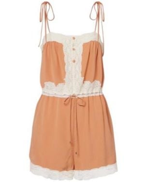 Chloé Lace-Trimmed Silk Romper - Multicolor