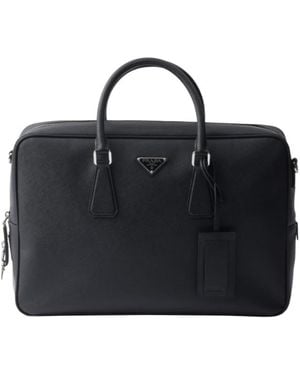Prada Saffiano Leather Work Bag - Black
