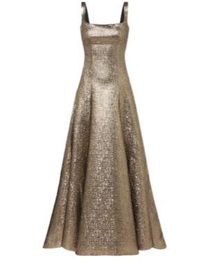 Roland Mouret Square-Neck Jacquard Formal Dress - Natural