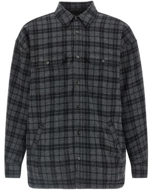 Willy Chavarria Check Quilted Overshirt Jacket - Grey