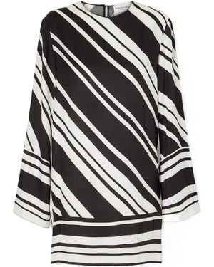 Brandon Maxwell Striped Twill Mini Dress - Black