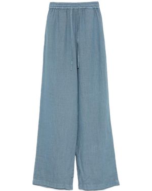 Fay Elastic Waist Drawstring Casual Pants - Blue