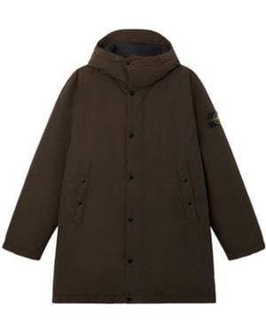 Stone Island Buttoned Hooded Coat - Multicolour