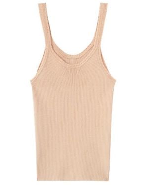 Ermanno Scervino Ribbed-Knit Scoop-Neck Top - Natural