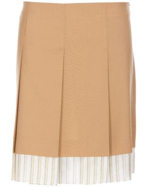 Marni Pleated Paneled Mini Skirt - Natural