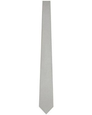Emporio Armani Jacquard-Logo Silk Tie - White