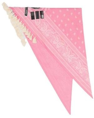 Burberry Logo-Patch Paisley-Print Scarf - Pink