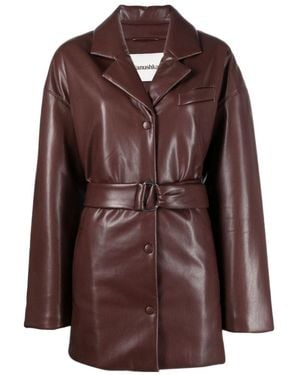 Nanushka Belted Faux-Leather Blazer - Brown