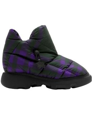 Burberry Check Pillow Padded-Desigh Boots - Blue