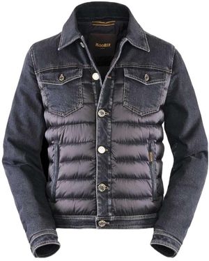 Moorer Quilted Denim Down Jacket - Gray