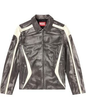 DIESEL L-Amar-Enbi Leather Jacket - Gray