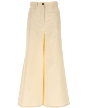 Rochas Flared Wide Leg Jeans - Natural