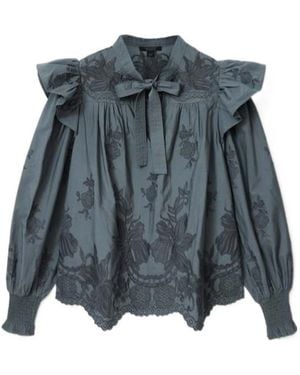 AllSaints Cotton Nisa Embroidered Blouse - Blue