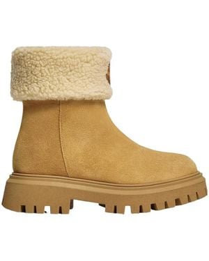 Moncler Petit Aurea Mid Suede Boots - Natural