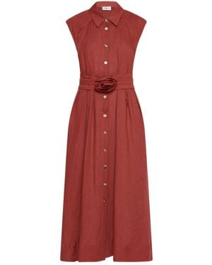 Marella Pure Linen Shirt Dress - Red