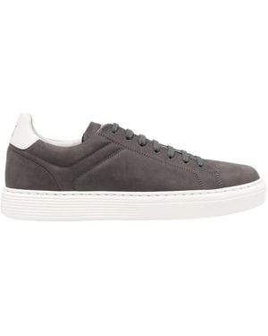 Brunello Cucinelli Round Toe Lace-Up Trainers - Brown