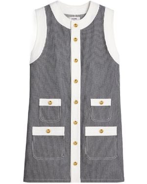 Celine Trapeze Mini Dress With Hickory Stripes - Grey