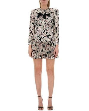 Alessandra Rich Daisy-Printed Pleated Dress - Multicolour
