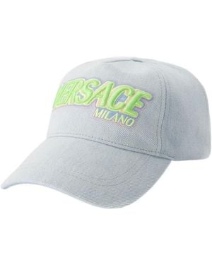 Versace Logo-Embroidered Denim Baseball Cap - Blue