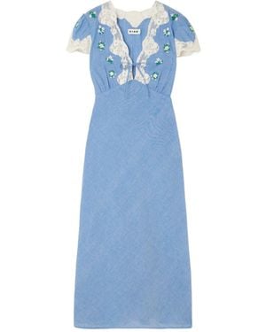 RIXO London Embroidered Dress - Blue