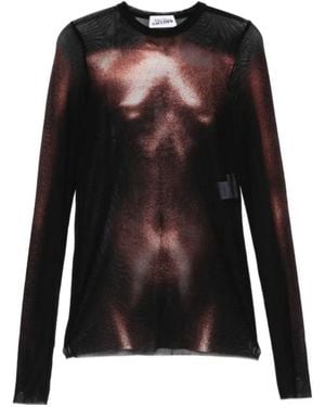 Jean Paul Gaultier Body-Print Mesh Top - Black