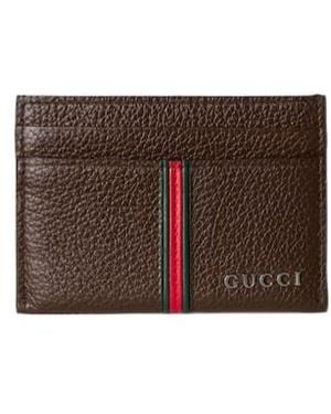 Gucci Card Case With Web - Brown