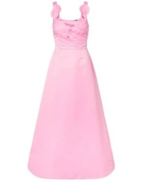 Leo Rianne Floral-Appliqué Maxi Dress - Pink