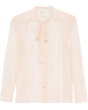 forte_forte Chantilly Lace Bowtie Shirt The - Natural