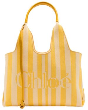 Chloé Striped Canvas Handbag - Yellow