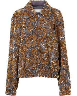 Dries Van Noten Sequined Blouson Jacket - Brown