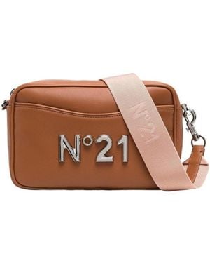 N°21 Logo Plaque Zip Crossbody Bag - Brown