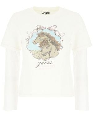 Ganni Long-Sleeve T-Shirt - White