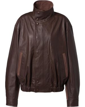Lemaire Leather Blouson Jacket - Brown