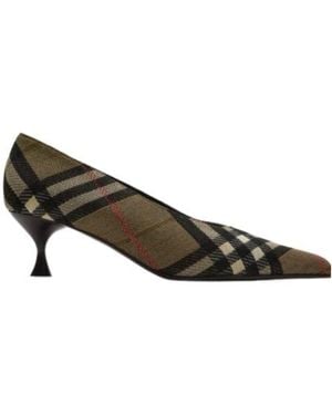 Burberry Checked Court Shoes - Brown