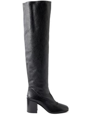Dries Van Noten Leather Over-The-Knee Boots - Black