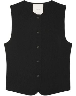 Calvin Klein Buttoned Sleeveless Top - Black