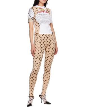 Marine Serre Moon Printed Leggings Trousers - Natural