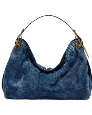 DIESEL D Line Shoulder Tote Bag - Blue
